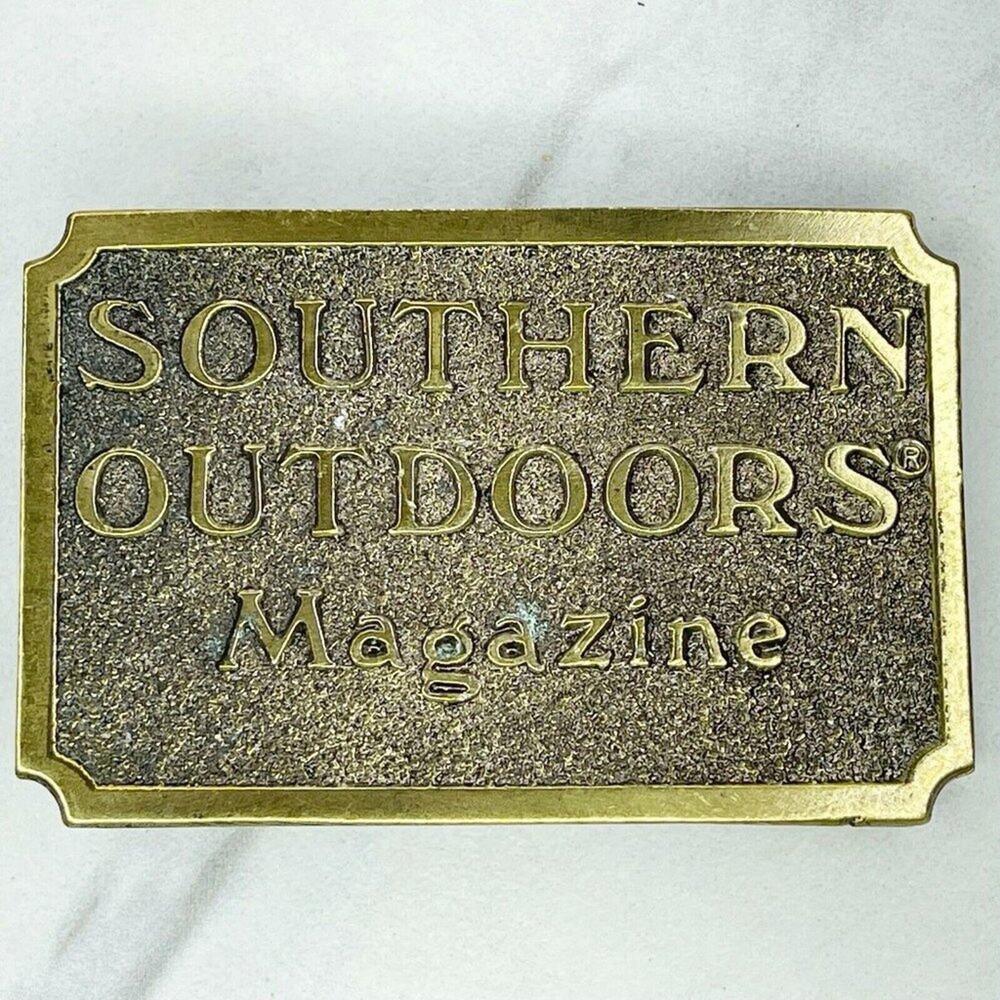 Vintage 1982 Great American Buckle Co Southern Outdoors Magazine Belt Buckle ✨